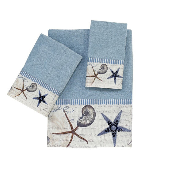 Antigua Starfish & Seashells Cotton Washcloth, 13" x 13"