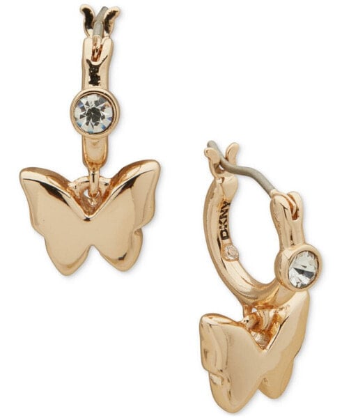 Gold-Tone Crystal Butterfly Drop Earrings