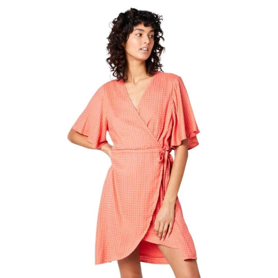 RIP CURL Ibiza Wrap Short Sleeve Short Dress