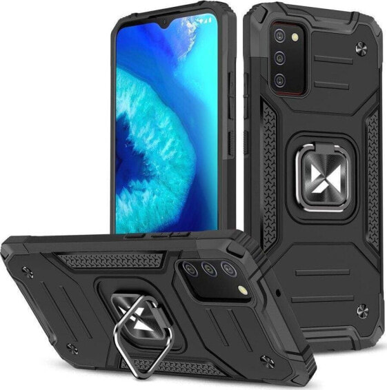 Wozinsky Wozinsky Ring Armor pancerne hybrydowe etui pokrowiec + magnetyczny uchwyt Samsung Galaxy A03s czarny