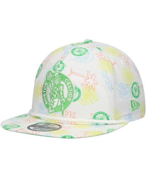 Men's White Boston Celtics Palm Trees and Waves Golfer Adjustable Hat