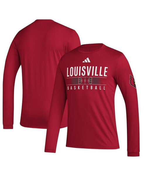 Men's Red Louisville Cardinals Practice Basketball Pregame AEROREADY Long Sleeve T-shirt