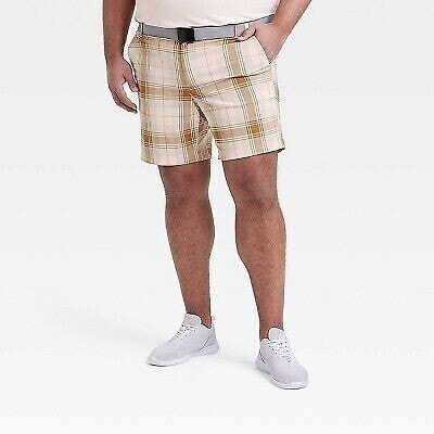 Men's Big Plaid Golf Shorts 8" - All in Motion Light Pink 46