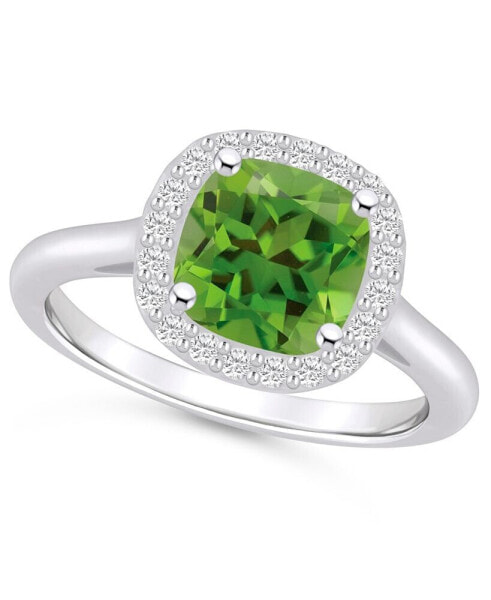 Peridot (2-3/8 ct. t.w.) and Diamond (1/4 ct. t.w.) Halo Ring in 14K White Gold