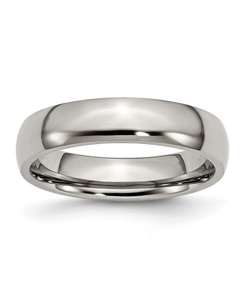 Titanium Polished 5 mm Half Round Wedding Band Ring