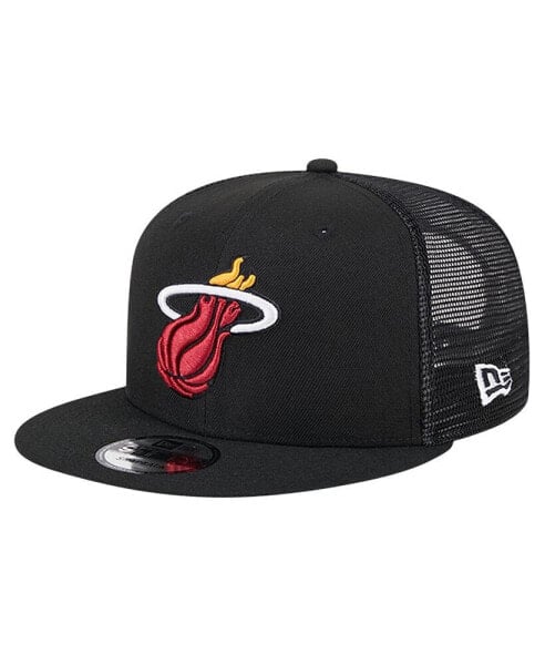 Men's Black Miami Heat Evergreen Meshback 9FIFTY Snapback Hat