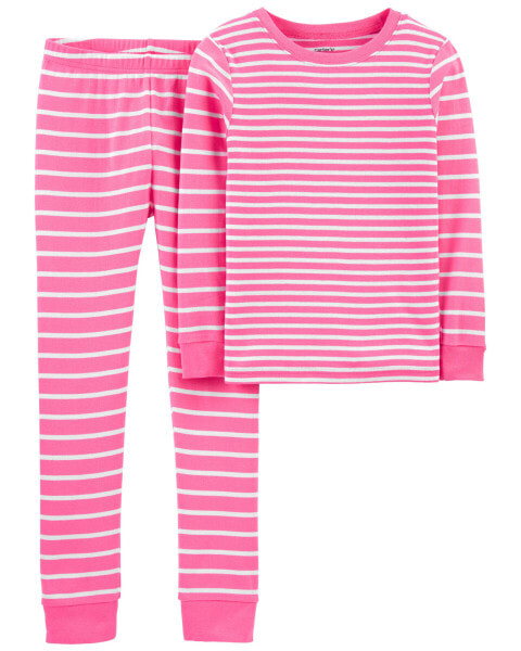 Kid 2-Piece Striped Snug Fit Cotton Pajamas 5