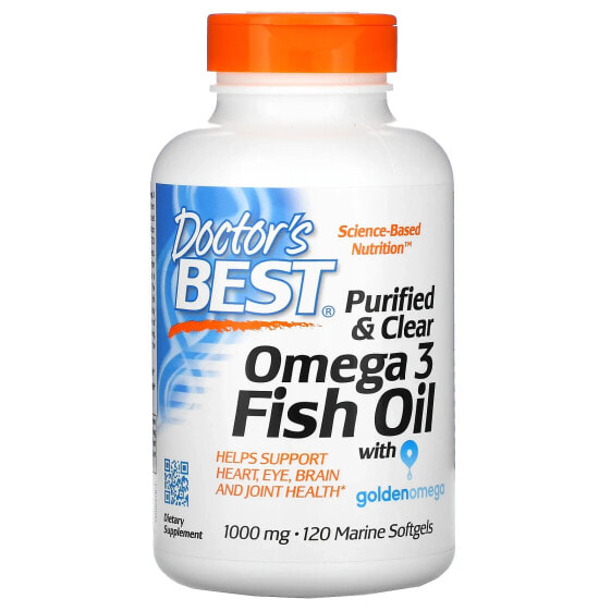 Purified & Clear Omega 3 Fish Oil with Goldenomega, 2,000 mg, 120 Marine Softgels (1,000 mg per Softgel)
