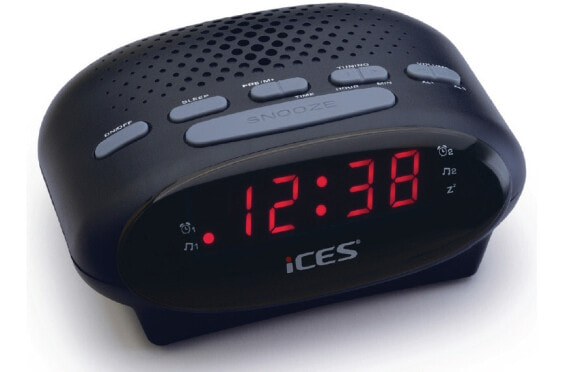 iCES ICR-210, Uhr, FM,PLL, LED, 1,52 cm (0.6 Zoll), Schwarz, 3 V