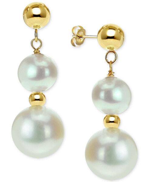 Cultured Freshwater Pearl Dangle Drop Earrings (5 & 9mm) in 14k Gold