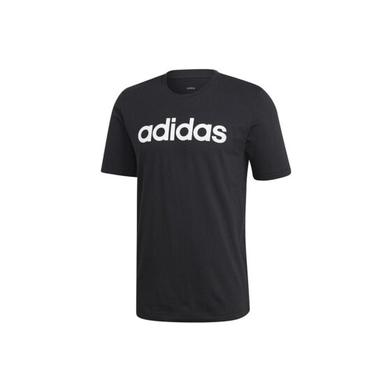Мужская футболка спортивная черная с логотипом на груди Adidas Essentials Linear Logo