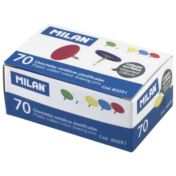 MILAN Box 70 Plasticised Metallic Drawin Pins