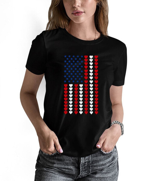 Women's Word Art Heart Flag T-Shirt