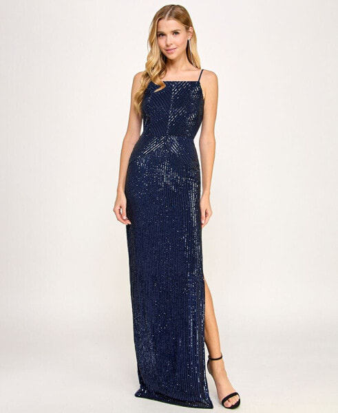 Juniors' Sequined Gown, Created for Macy's