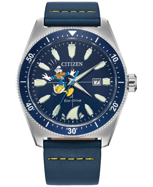 Eco-Drive Men's Donald Duck Blue Leather Strap Watch 42mm