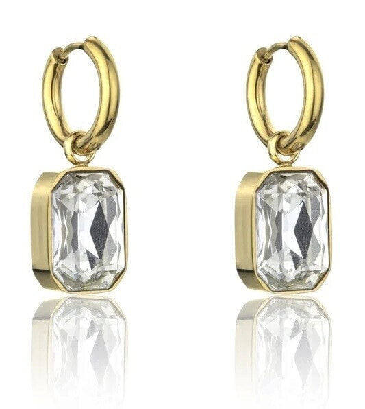 Gold-plated earrings with clear stones Royalty White Earrings MCE23153G