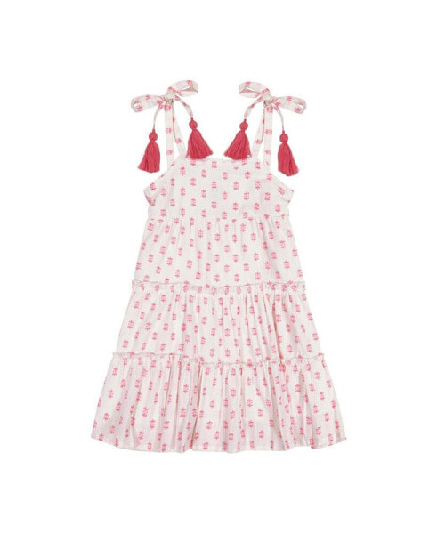 Платье для малышей Mer St. Barth Bella с бретелями розового цвета с вышивкой