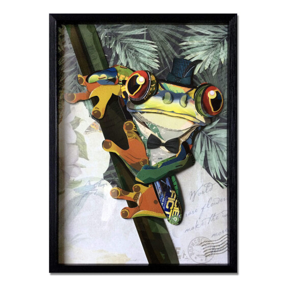 3D-Collage-Bild Frosch mit Zylinder 2