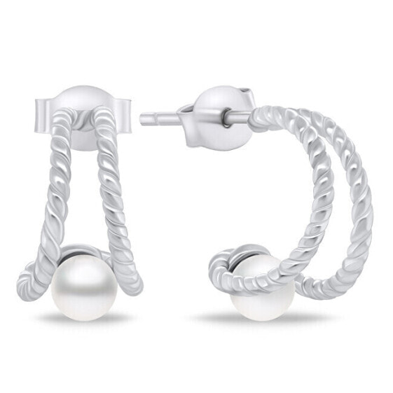 Elegant silver earrings with freshwater pearl EA807W