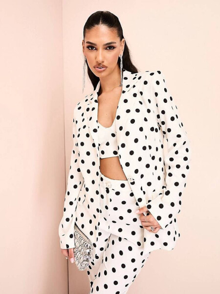 ASOS LUXE single breasted co-ord tailored suit blazer in spot print