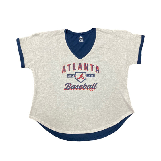 Genuine Merchandise Majestic Women's Short Sleeve Atlanta Braves V Neck Jersey