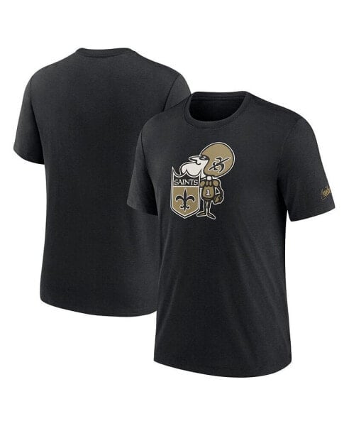 Men's Black New Orleans Saints Rewind Logo Tri-Blend T-shirt
