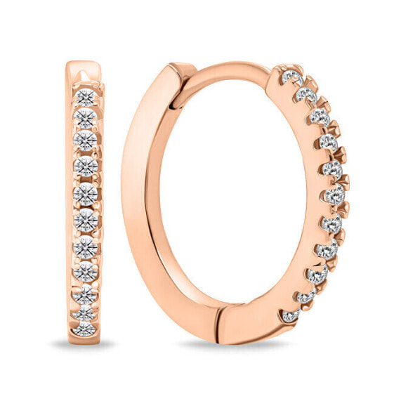 Classic bronze hoop earrings with zircons EA683R