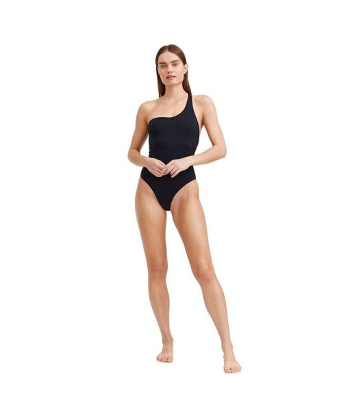 Women's Solid One shoulder one piece swimsuit