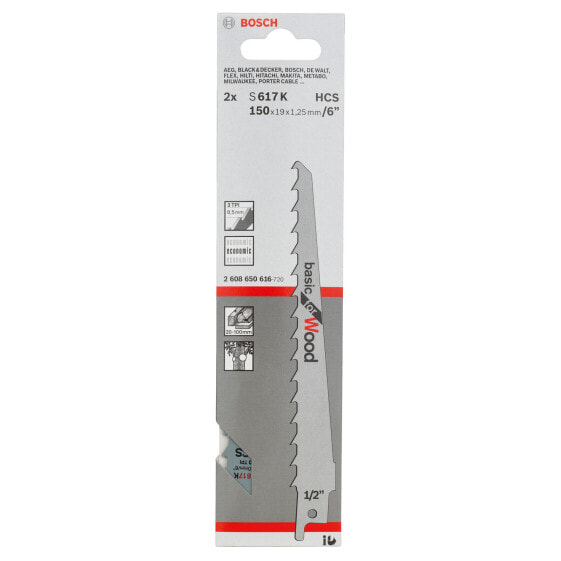 Bosch Säbelsägeblatt S 617 K Basic for Wood, 2er-Pack