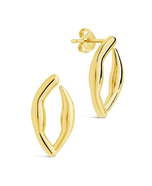 14K Gold Plated or Rhodium Plated Oval Sharee Studs Earrings
