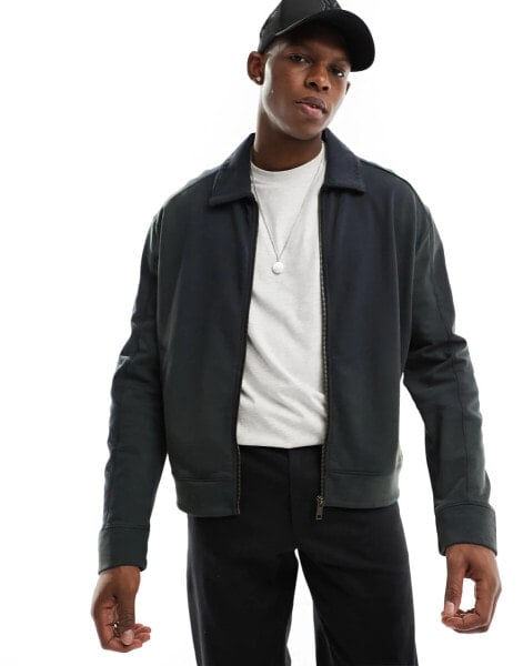 Weekday Norton zip through bomber style cardigan in black wash