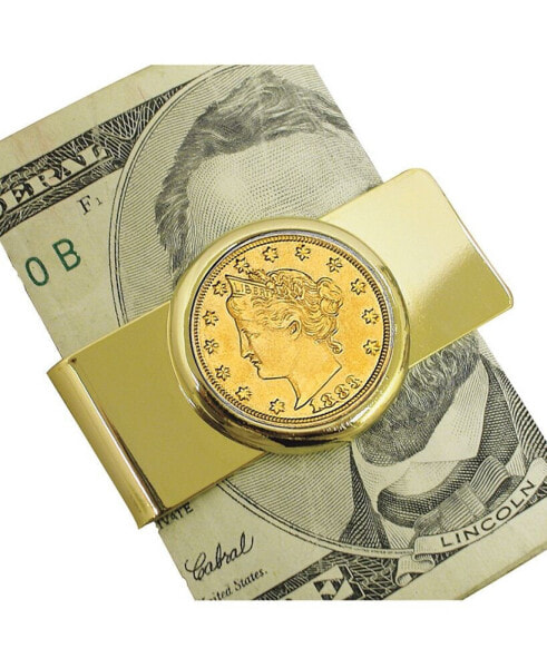 Men's 1883 First-Year-Of-Issue Gold-Layered Liberty Racketeer Nickel Coin Money Clip