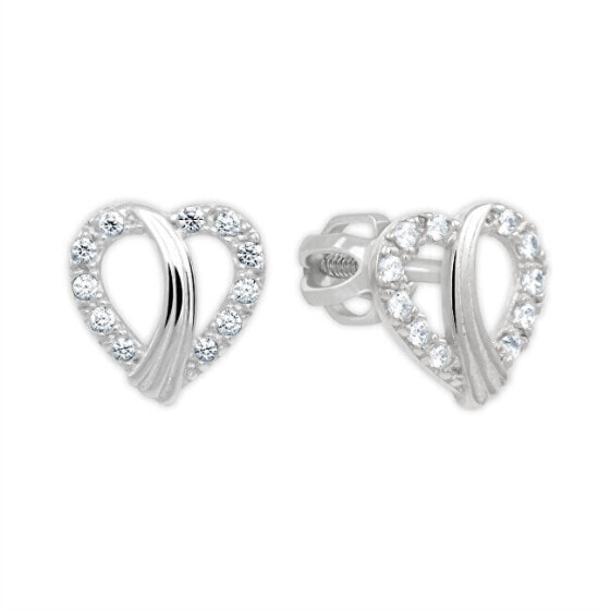 Delicate heart earrings in white gold 239 001 01201 07