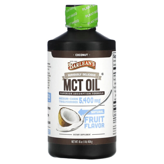 Витамин Coconut, Seriously Delicious, MCT Oil, Superior Absorption Formula, 5400 мг, 454 г, для похудения и контроля веса 1 фунт (454 г) - Barlean's.