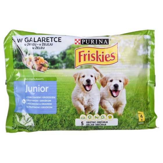 PURINA NESTLE Friskies Junior Chicken With Peas 4x100g Wet Dog Food