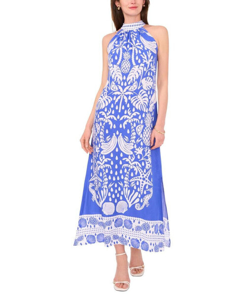 Women's Printed Halter-Neck Maxi Dress