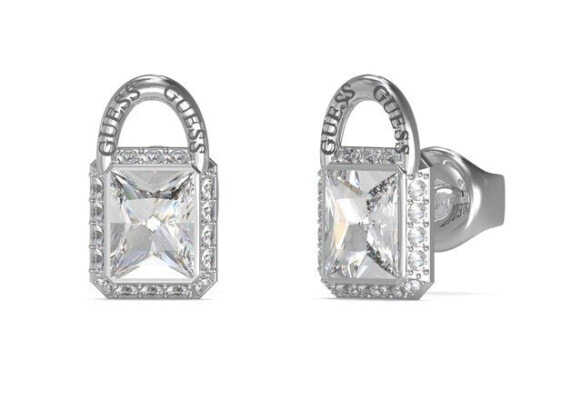 Modern Shiny Padlock Steel Earrings JUBE02194JWRHT