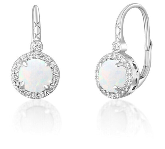 Charming silver earrings with white opals SVLE0412SH2O100