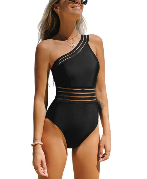 Women's Mesh One shoulder One Piece Swimsuit