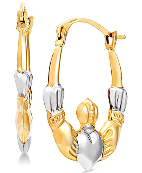 Серьги Macy's Claddagh Hoop  Gold & White Rhodium