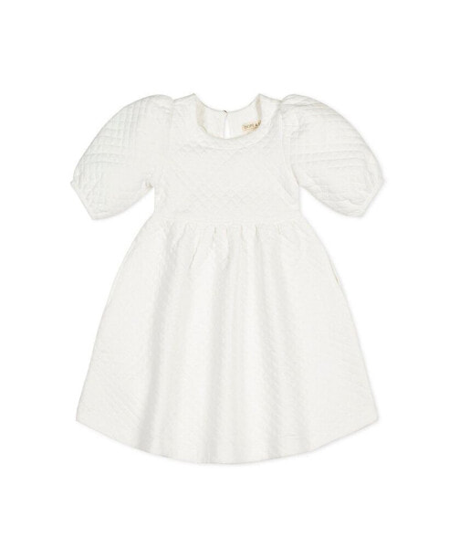 Toddler Girls Quilted Puff Sleeve Dress