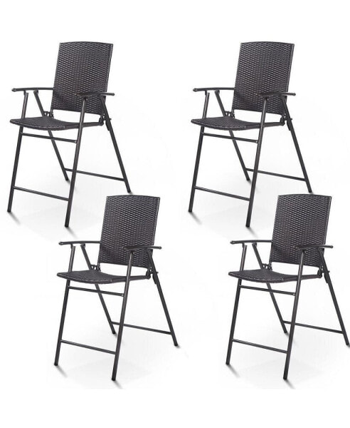 Высокий стул раскладной из ротанга Costway 4 шт. (внутренний и наружный)
