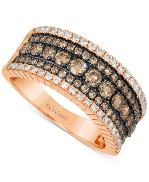 Chocolate Diamond & Nude Diamond Multirow Statement Ring (1-1/5 ct. t.w.) in 14k Rose Gold