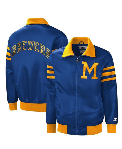 Men's Royal Milwaukee Brewers The Captain III Full-Zip Varsity Jacket