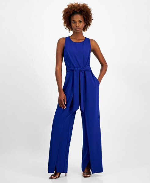 Women's Tie-Front Flyaway Wide-Leg Jumpsuit