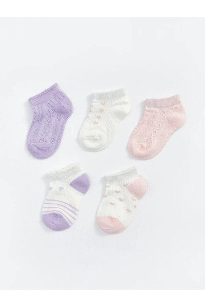 LCW Baskılı Kız Bebek Patik Çorap 5'li