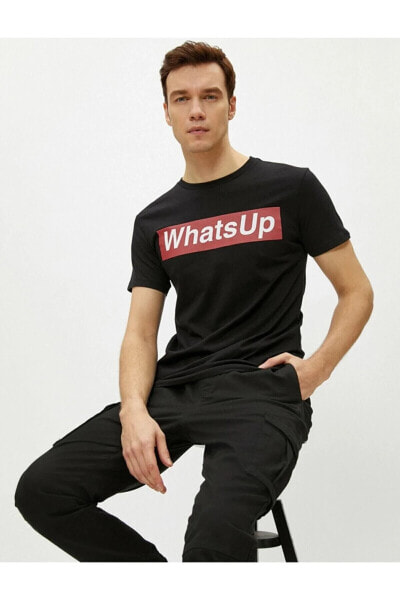 Футболка Koton Black Slogan ShortSleeve  Crewneck