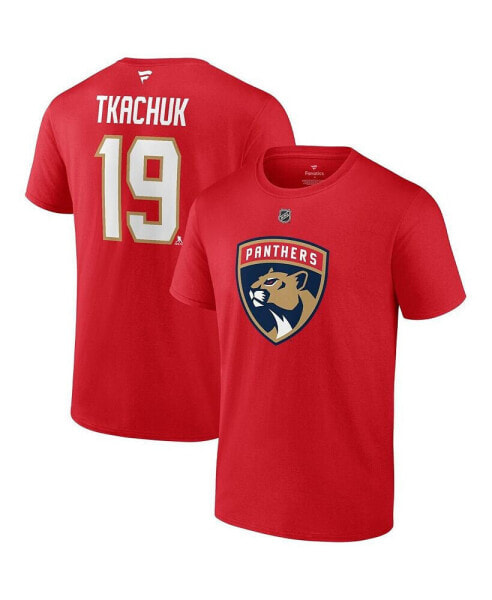 Men's Matthew Tkachuk Red Florida Panthers Authentic Stack Name and Number T-shirt