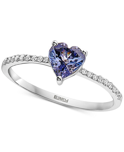 EFFY® Tanzanite (5/8 ct. t.w.) & Diamond (1/10 ct. t.w.) Heart Ring in Sterling Silver