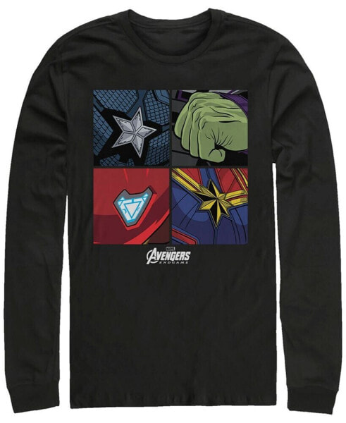 Marvel Men's Avengers Endgame Box Up Hero Logos, Long Sleeve T-shirt